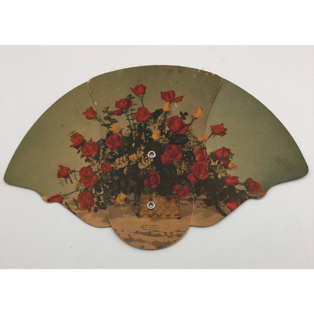 VINTAGE Schaefer & Son Funeral Evansville, IN FAN advertising Bouquet roses
